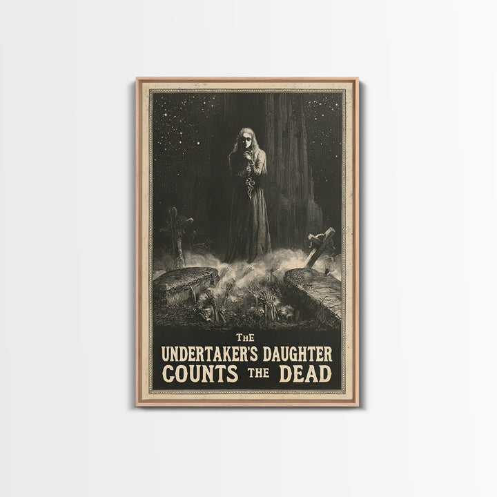 The Undertaker'S Daughter Counts The Dead, English Language Horror Movie Poster, Gothic Engraving Art, Gothic Cinema Wall Art