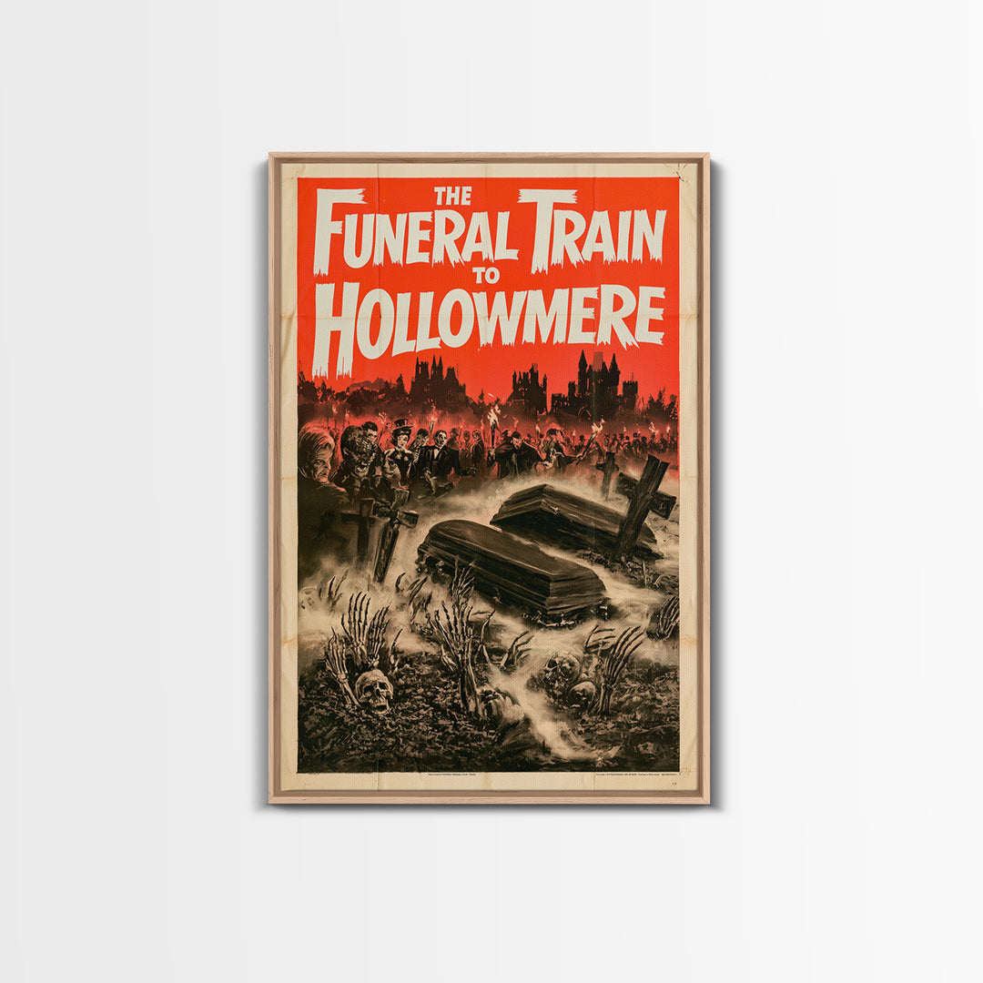 The Funeral Train To Hollowmere, English Language Horror Movie Poster, 1960s Horror Art, Retro Horror Movie Art, Canvas Print