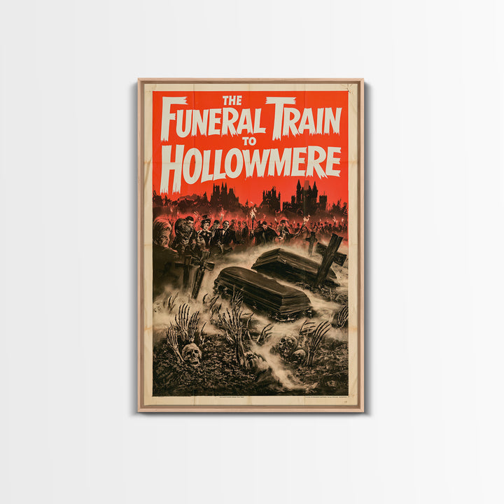 The Funeral Train To Hollowmere, English Language Horror Movie Poster, 1960s Horror Art, Retro Horror Movie Art, Canvas Print