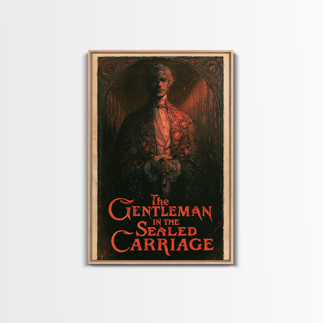 The Gentleman In The Sealed Carriage, English Language Horror Movie Poster, Stained Glass Gothic Art, Classic Monster Poster