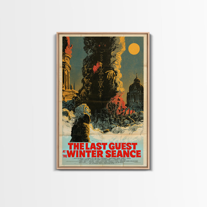 The Last Guest At The Winter Seance, English Language Horror Movie Poster, Giallo Horror Art, Retro Horror Movie Art, Framed Canvas Print