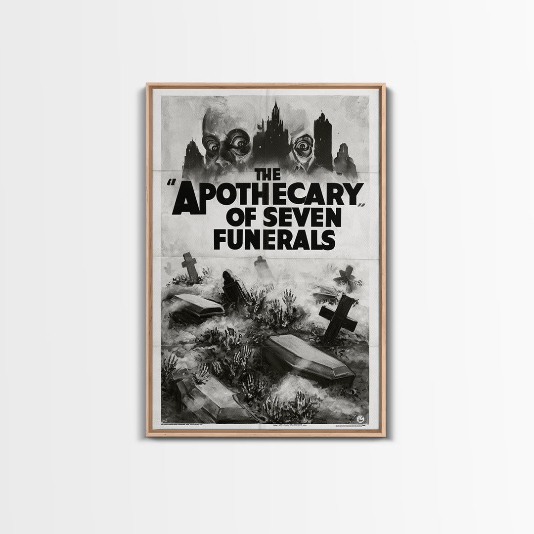 The Apothecary Of Seven Funerals, English Language Horror Movie Poster, 1930s Horror Art, Cult Horror Poster, Framed Canvas Print