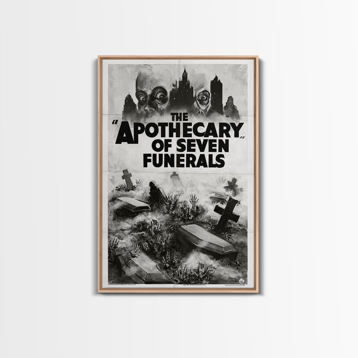 The Apothecary Of Seven Funerals, English Language Horror Movie Poster, 1930s Horror Art, Cult Horror Poster, Framed Canvas Print