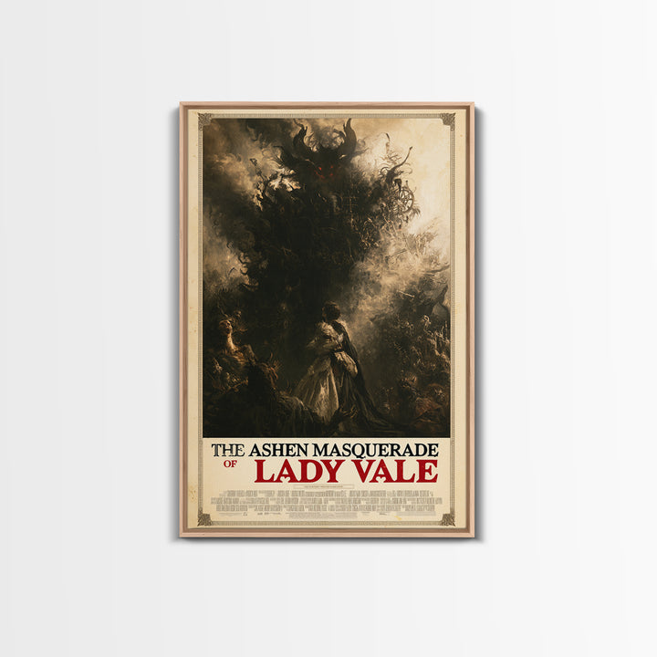The Ashen Masquerade Of Lady Vale, English Language Horror Movie Poster, Gothic Nightmare Art, Classic Monster Poster