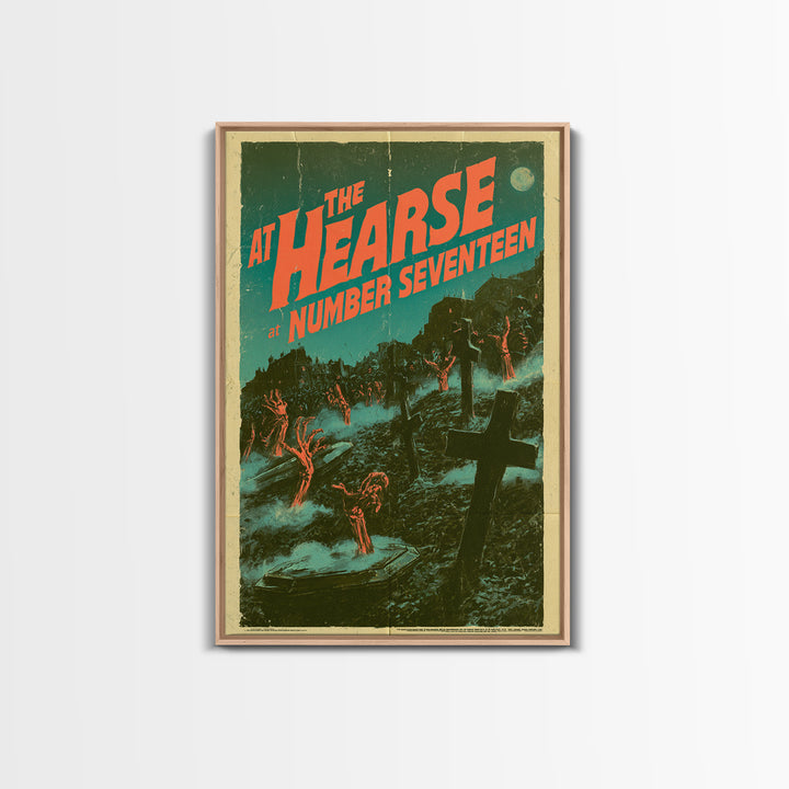 The Hearse At Number Seventeen, English Language Horror Movie Poster, Giallo Horror Art, Retro Horror Movie Art, Framed Canvas Print