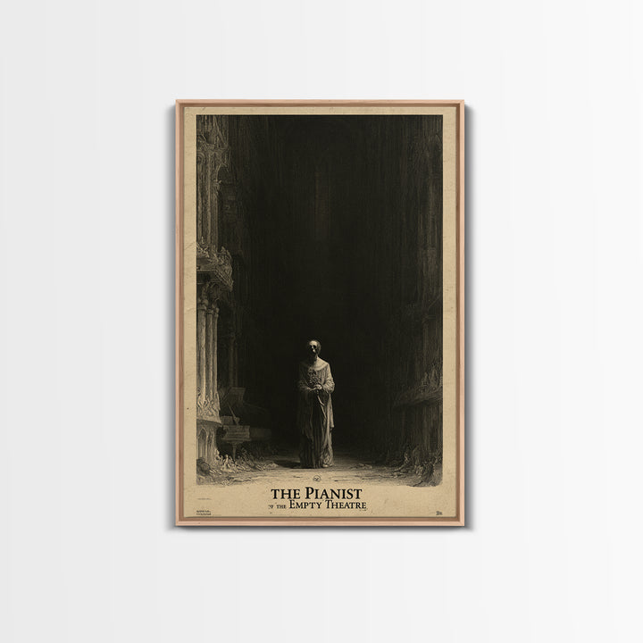 The Pianist Of The Empty Theatre, English Language Horror Movie Poster, Gothic Engraving Art, Classic Monster Poster, Horror Wall Decor