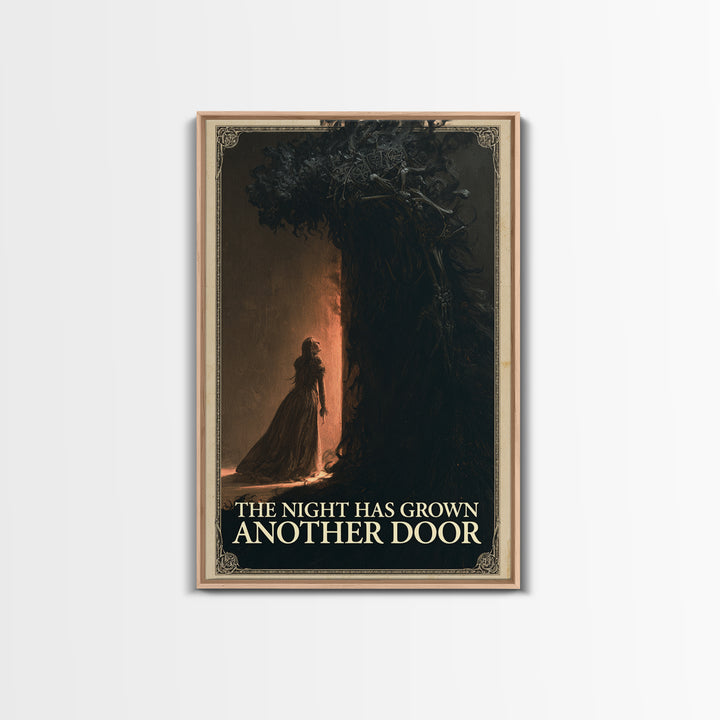 The Night Has Grown Another Door, English Language Horror Movie Poster, Gothic Nightmare Art, Cult Horror Poster, Framed Canvas Print