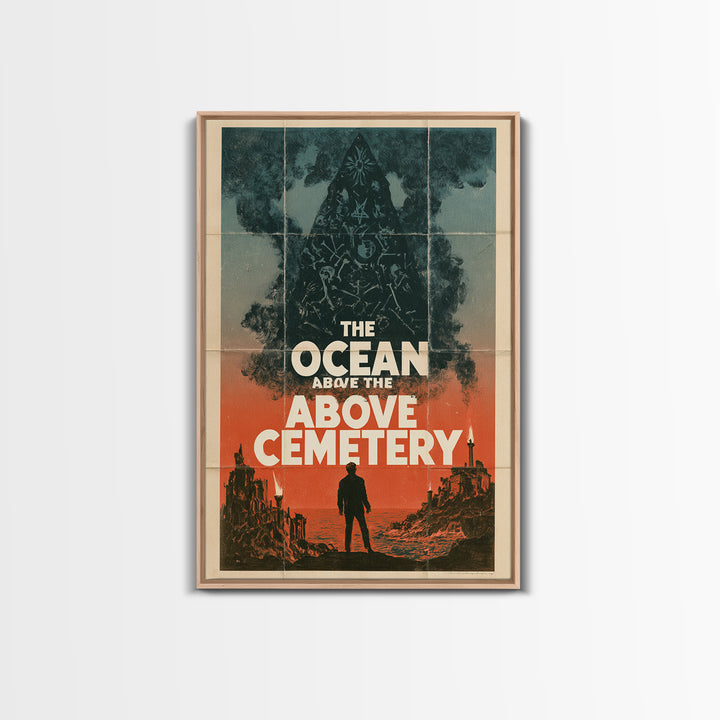 The Ocean Above The Cemetery, English Language Horror Movie Poster, 1960s Horror Art, Retro Horror Movie Art, Framed Canvas Print