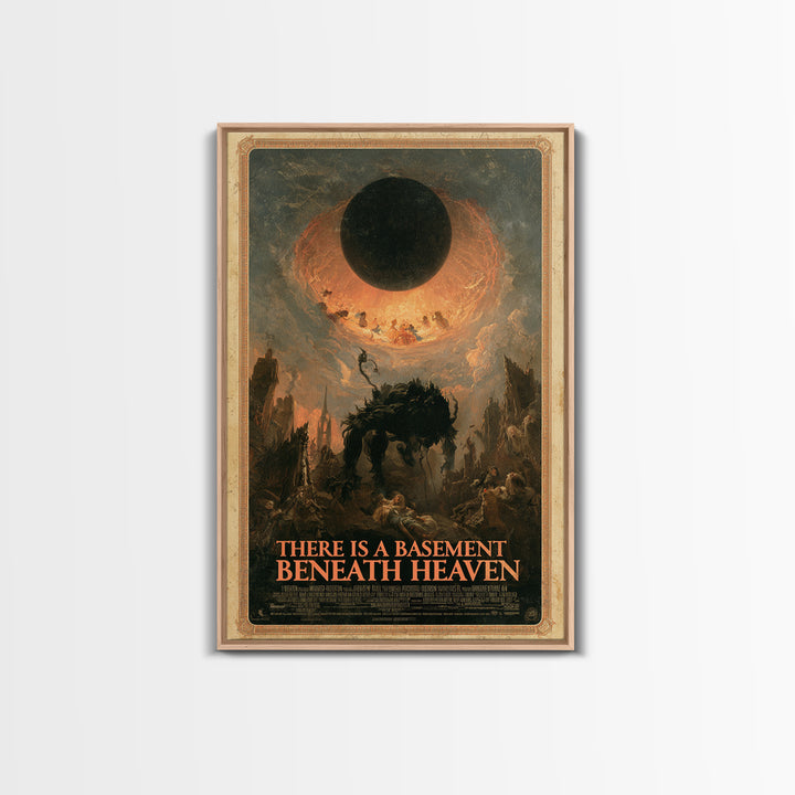 There Is A Basement Beneath Heaven, English Language Horror Movie Poster, Gothic Nightmare Art, Retro Horror Movie Art