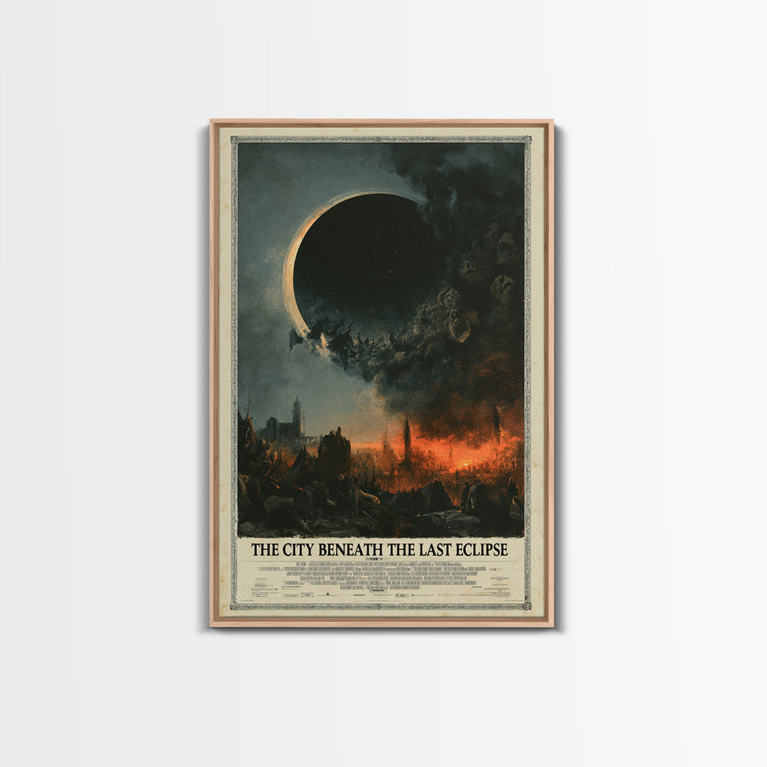The City Beneath The Last Eclipse, English Language Horror Movie Poster, Dark Romantic Horror Art, Gothic Cinema Wall Art, Canvas Print