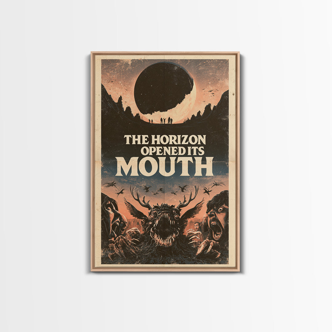 The Horizon Opened Its Mouth, English Language Horror Movie Poster, 1970s Horror Art, Cult Horror Poster, Framed Canvas Print