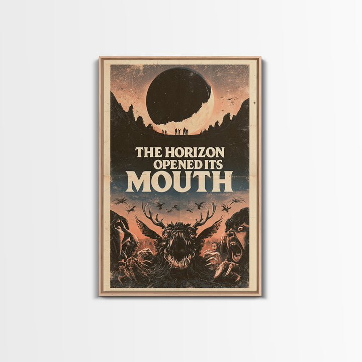 The Horizon Opened Its Mouth, English Language Horror Movie Poster, 1970s Horror Art, Cult Horror Poster, Framed Canvas Print