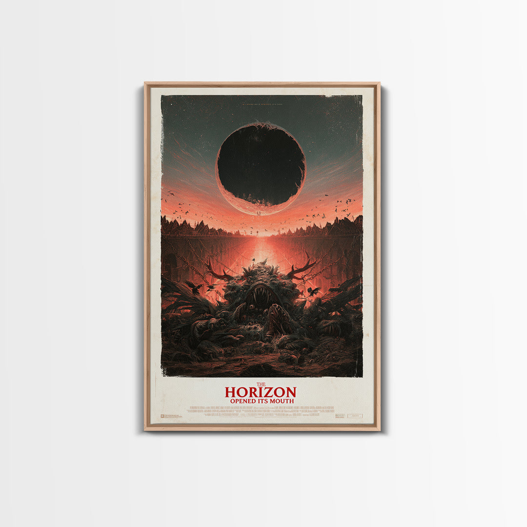 The Horizon Opened Its Mouth, English Language Horror Movie Poster, Architectural Etching Art, Retro Horror Movie Art