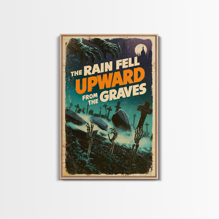 The Rain Fell Upward From The Graves, English Language Horror Movie Poster, Giallo Horror Art, Classic Monster Poster, Framed Canvas Print