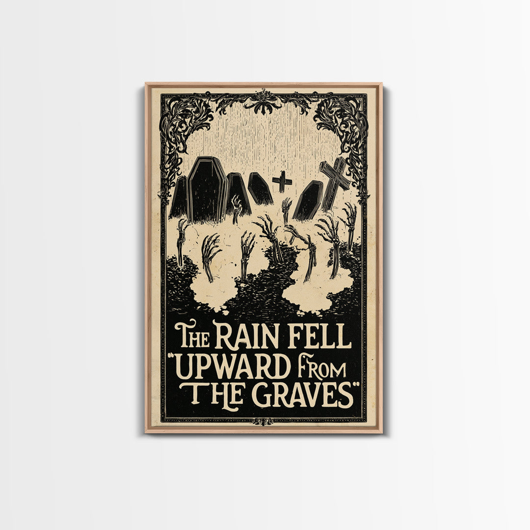The Rain Fell Upward From The Graves, English Language Horror Movie Poster, Decadent Line Art, Cult Horror Poster