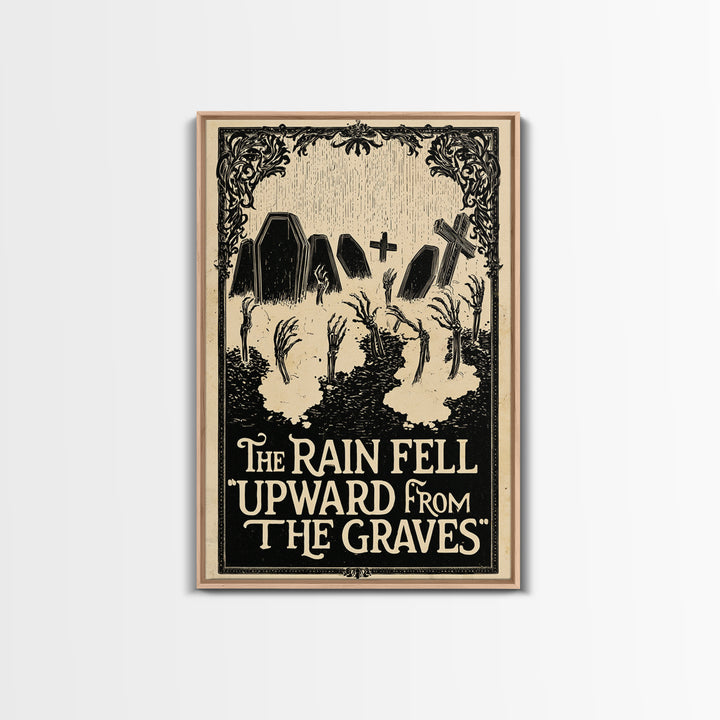 The Rain Fell Upward From The Graves, English Language Horror Movie Poster, Decadent Line Art, Cult Horror Poster