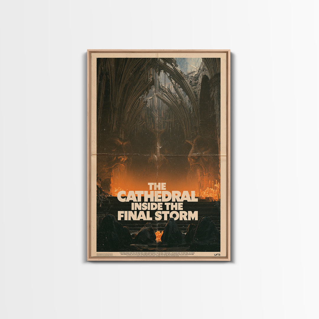 The Cathedral Inside The Final Storm, English Language Horror Movie Poster, 1970s Horror Art, Classic Monster Poster, Framed Canvas Print