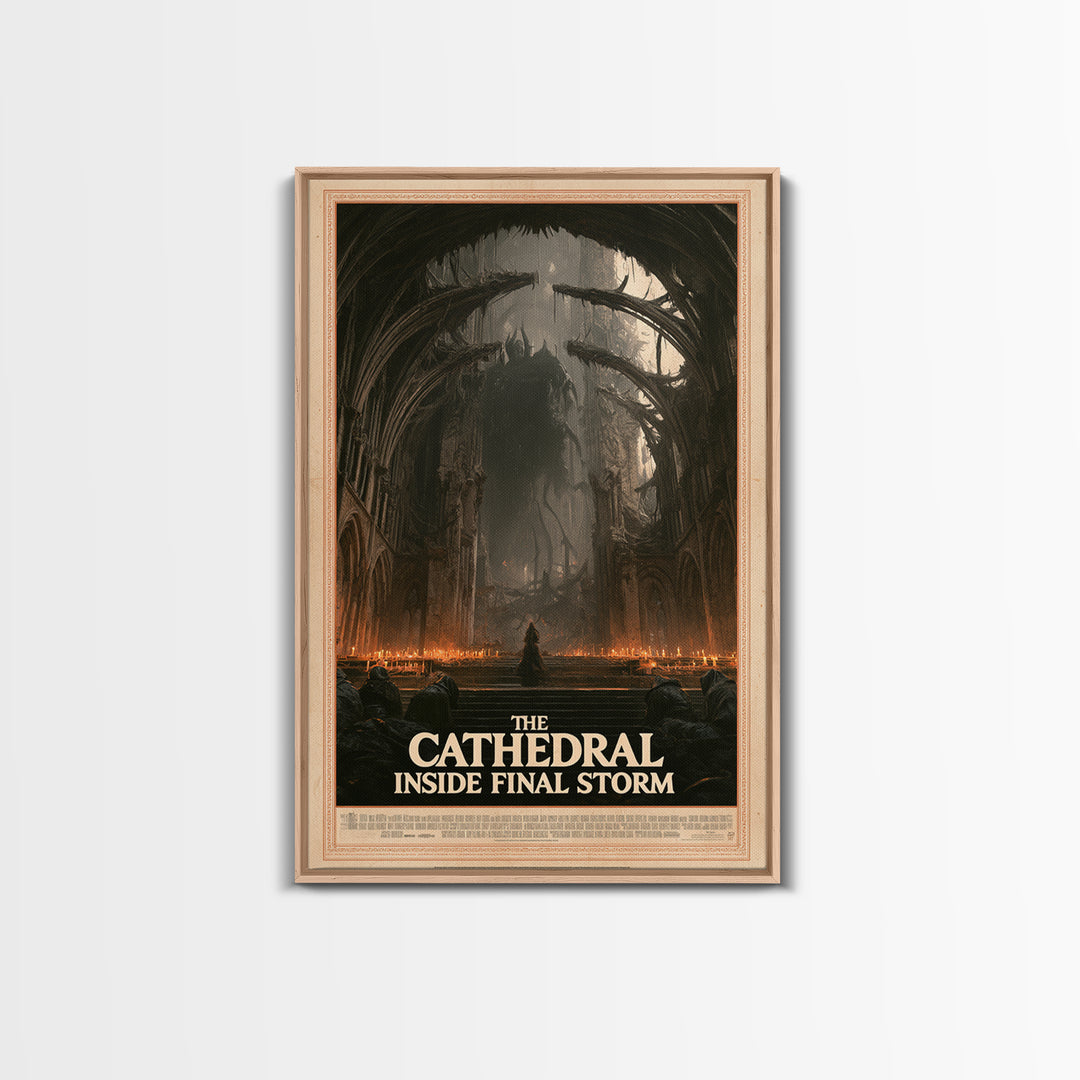 The Cathedral Inside The Final Storm, English Language Horror Movie Poster, Gothic Nightmare Art, Gothic Cinema Wall Art, Canvas Print