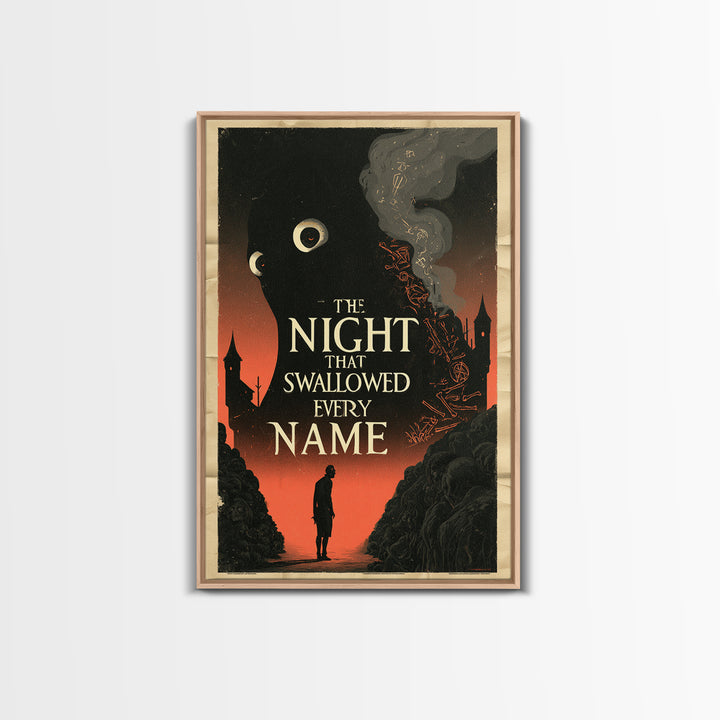 The Night That Swallowed Every Name, English Language Horror Movie Poster, 1930s Horror Art, Gothic Cinema Wall Art, Canvas Print