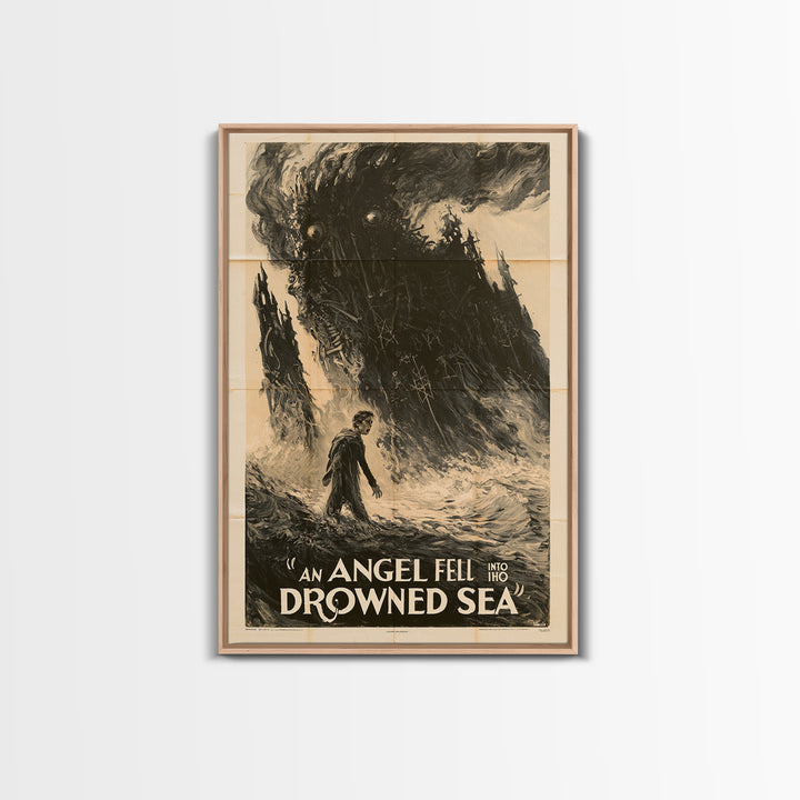 An Angel Fell Into The Drowned Sea, English Language Horror Movie Poster, 1930s Horror Art, Gothic Cinema Wall Art, Canvas Print