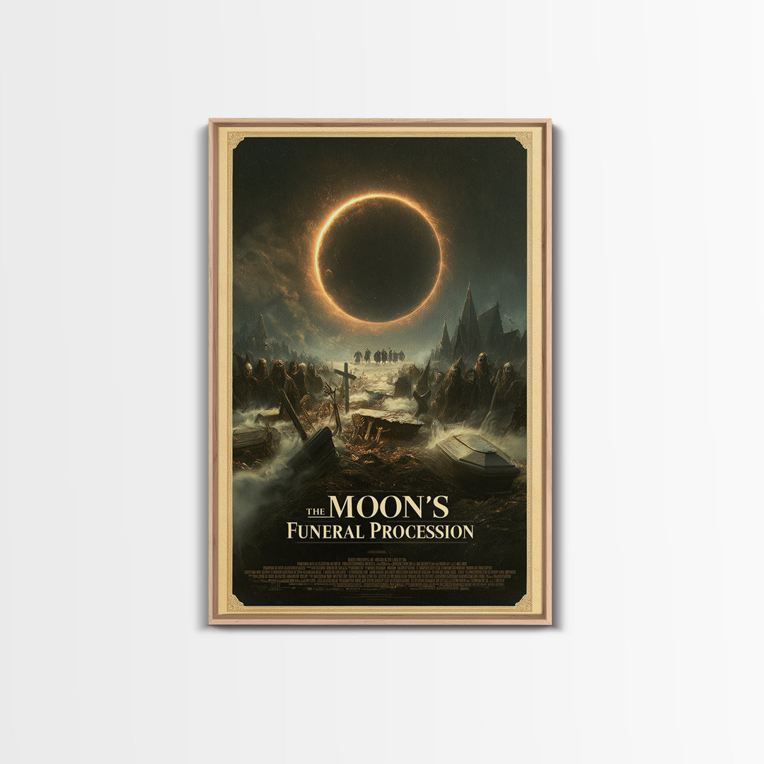 The Moon'S Funeral Procession, English Language Horror Movie Poster, Dark Romantic Horror Art, Retro Horror Movie Art, Canvas Print