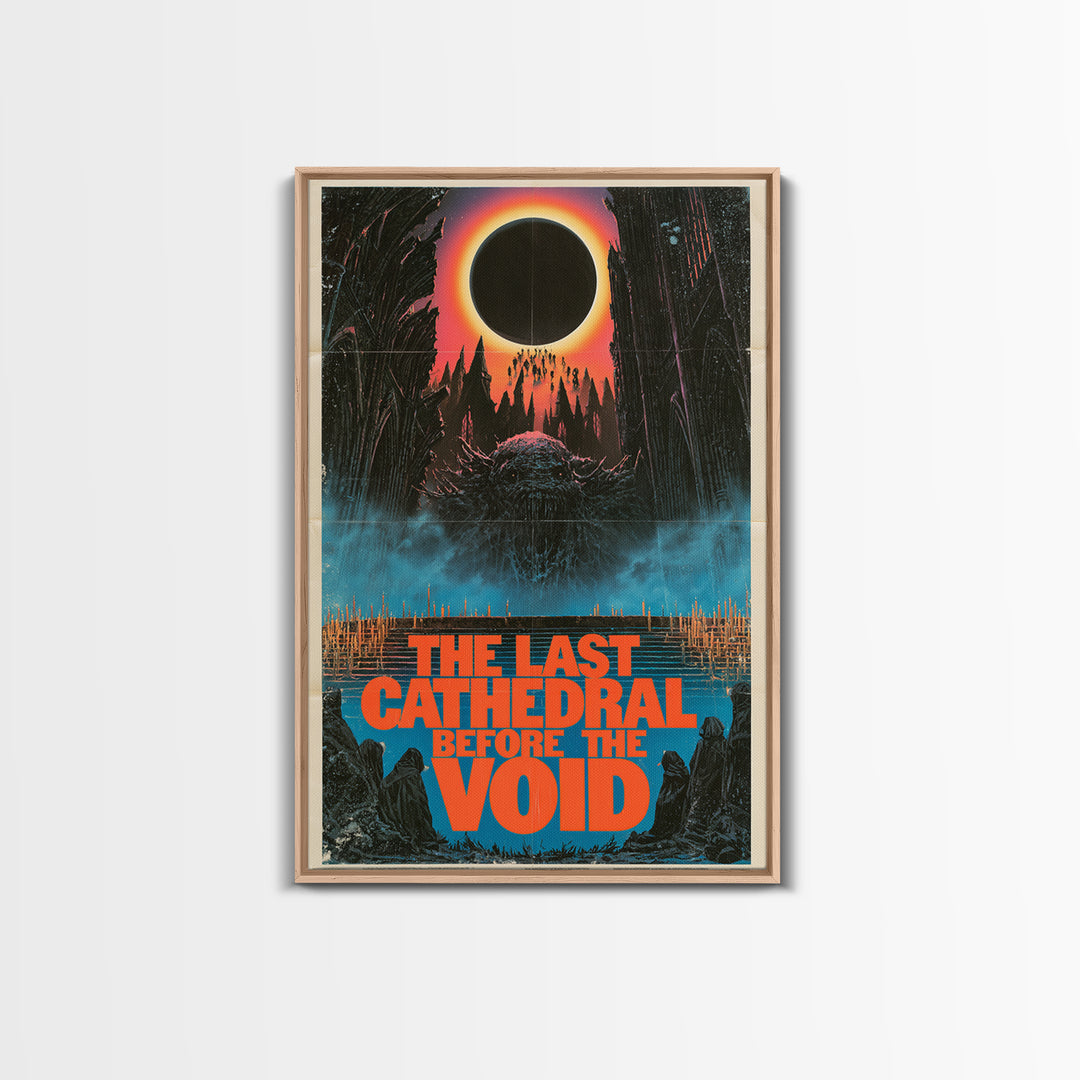 The Last Cathedral Before The Void, English Language Horror Movie Poster, 1980s Vhs Nightmare Cover Inspired Art, Gothic Cinema Wall Art