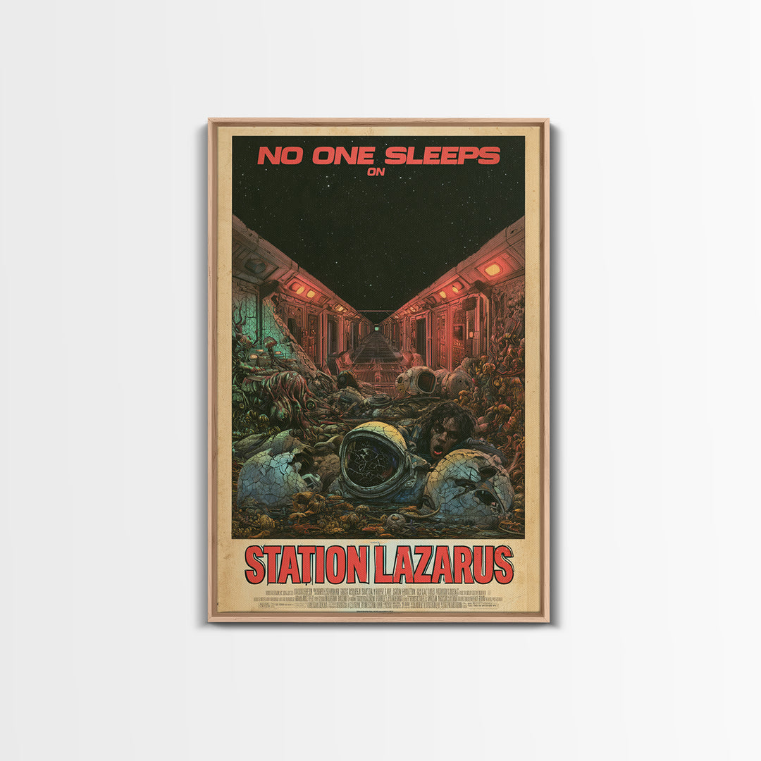 No One Sleeps On Station Lazarus, English Language Horror Movie Poster, Stained Glass Gothic Art, Cult Horror Poster, Canvas Print