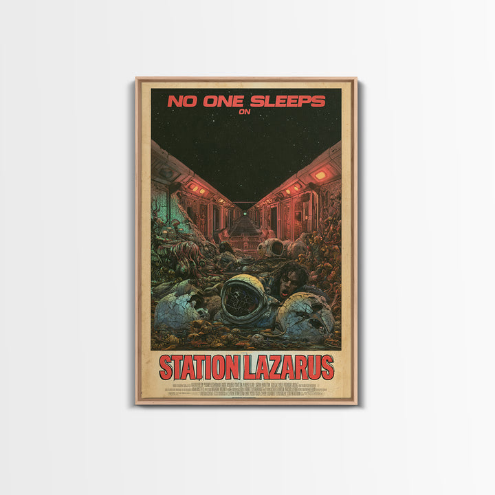 No One Sleeps On Station Lazarus, English Language Horror Movie Poster, Stained Glass Gothic Art, Cult Horror Poster, Canvas Print