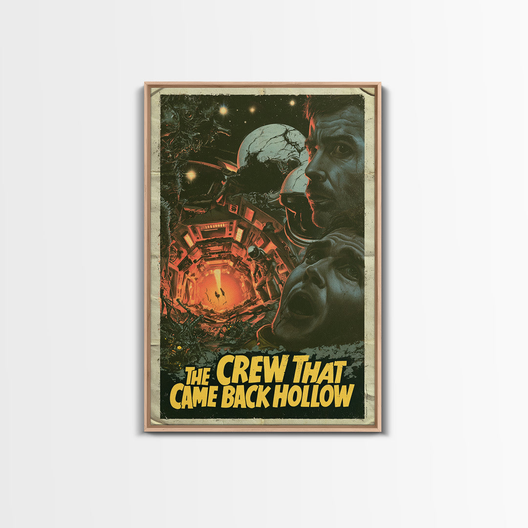 The Crew That Came Back Hollow, English Language Horror Movie Poster, 1970s Horror Art, Cult Horror Poster, Framed Canvas Print