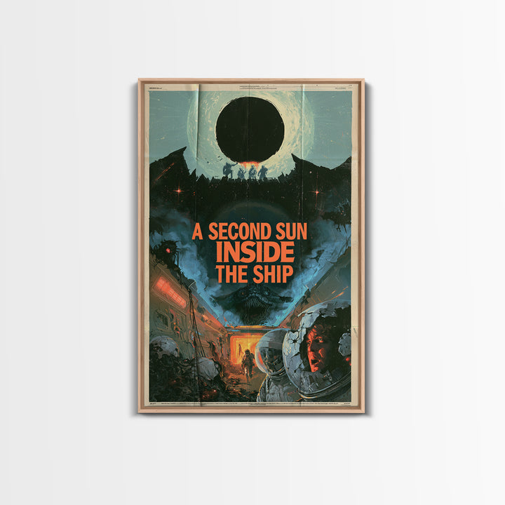 A Second Sun Inside The Ship, English Language Horror Movie Poster, 1980s Vhs Nightmare Cover Inspired Art, Gothic Cinema Wall Art