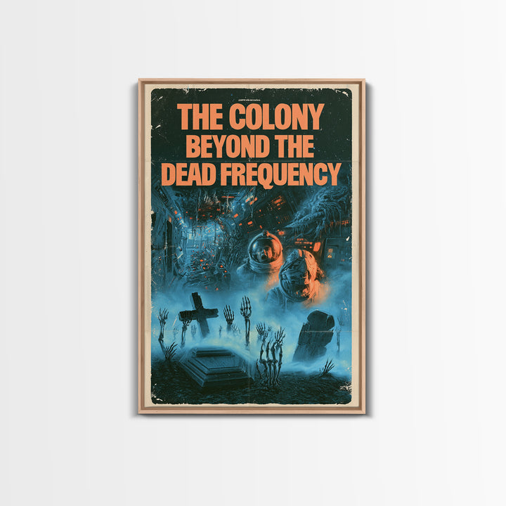 The Colony Beyond The Dead Frequency, English Language Horror Movie Poster, 1980s Vhs Nightmare Cover Inspired Art, Retro Horror Movie Art