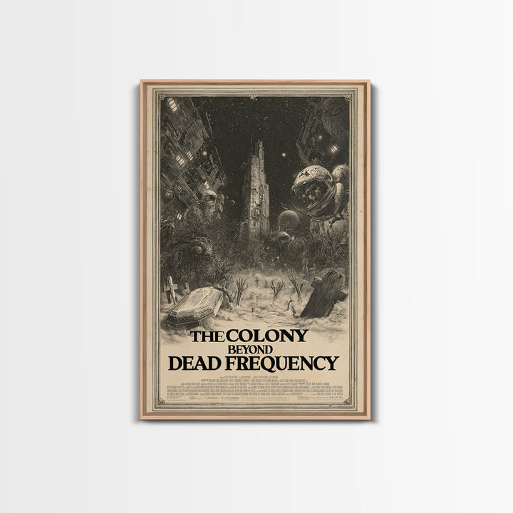 The Colony Beyond The Dead Frequency, English Language Horror Movie Poster, Gothic Engraving Art, Gothic Cinema Wall Art