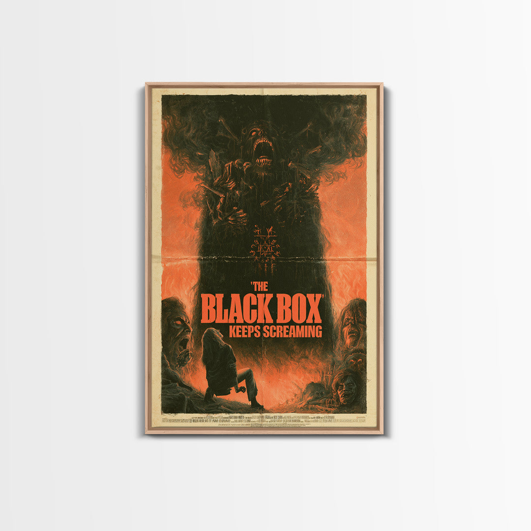 The Black Box Keeps Screaming, English Language Horror Movie Poster, 1970s Horror Art, Retro Horror Movie Art, Framed Canvas Print
