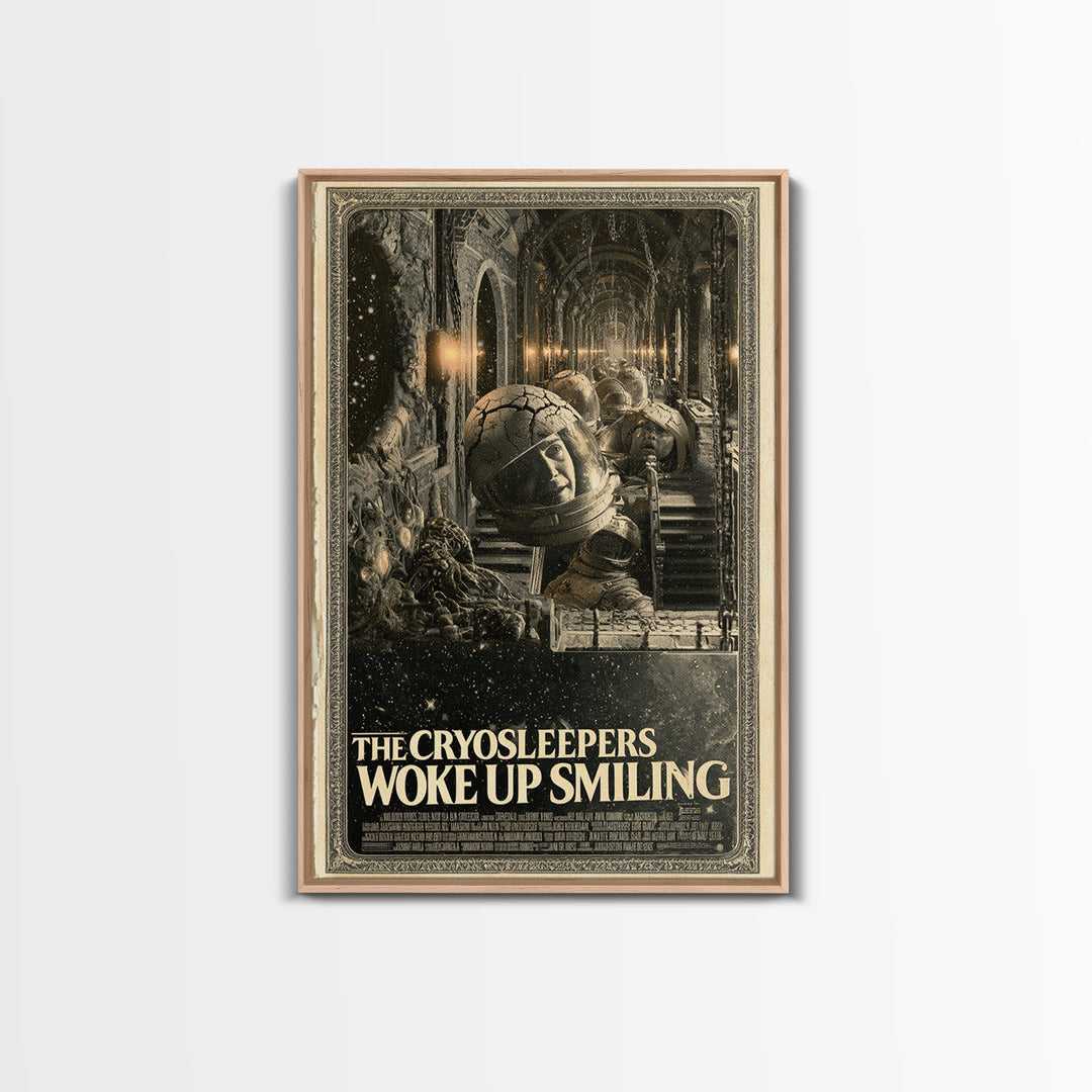 The Cryosleepers Woke Up Smiling, English Language Horror Movie Poster, Architectural Etching Art, Classic Monster Poster