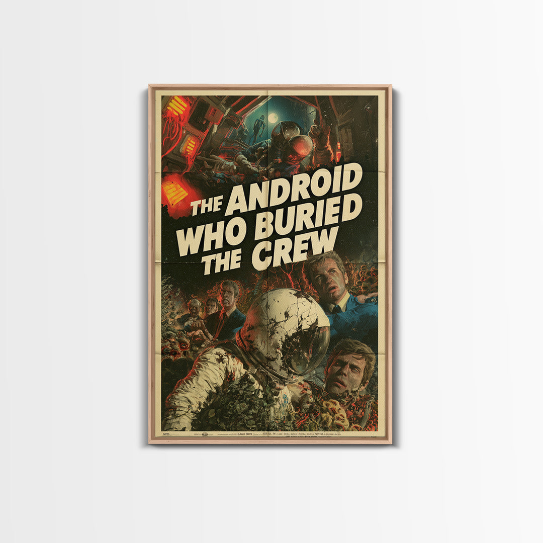 The Android Who Buried The Crew, English Language Horror Movie Poster, Giallo Horror Art, Gothic Cinema Wall Art, Canvas Print