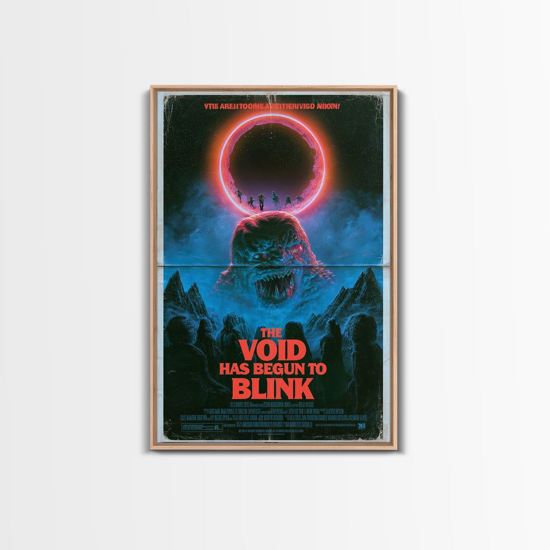 The Void Has Begun To Blink, English Language Horror Movie Poster, 1980s Vhs Nightmare Cover Inspired Art, Cult Horror Poster, Canvas Print