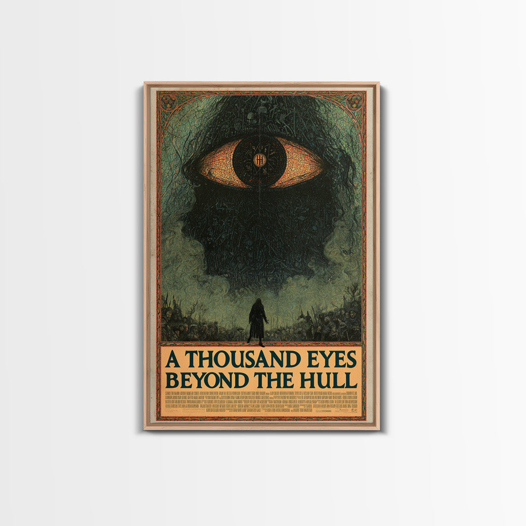 A Thousand Eyes Beyond The Hull, English Language Horror Movie Poster, Stained Glass Gothic Art, Classic Monster Poster, Canvas Print