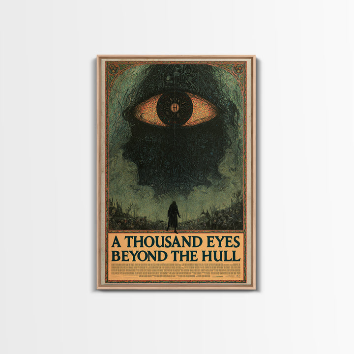 A Thousand Eyes Beyond The Hull, English Language Horror Movie Poster, Stained Glass Gothic Art, Classic Monster Poster, Canvas Print