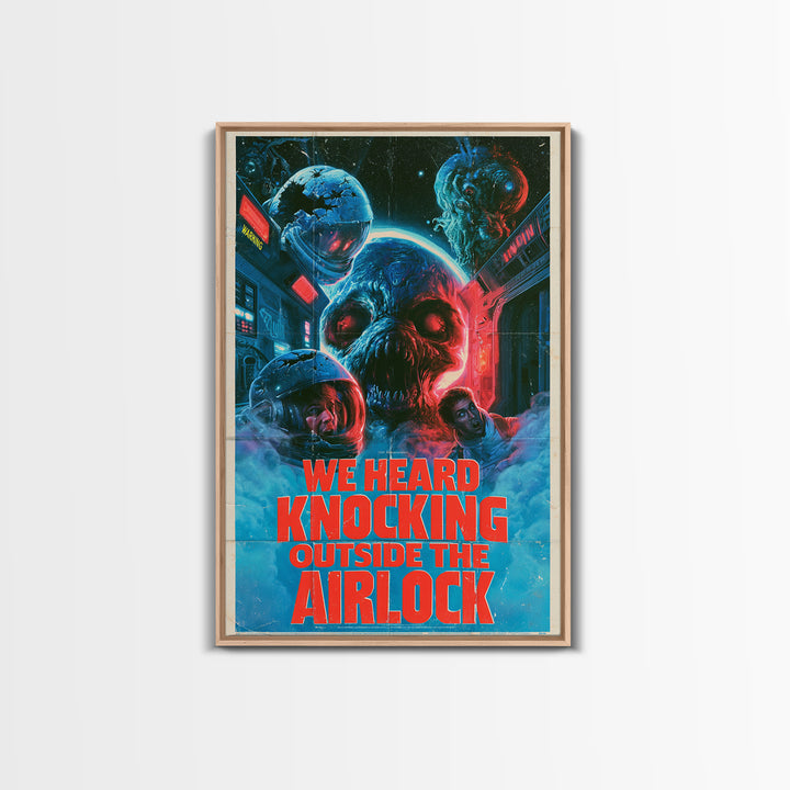 We Heard Knocking Outside The Airlock, English Language Horror Movie Poster, 1980s Vhs Nightmare Cover Inspired Art, Gothic Cinema Wall Art