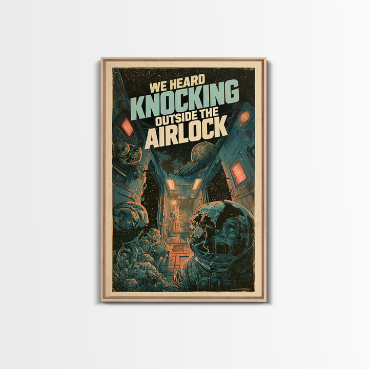 We Heard Knocking Outside The Airlock, English Language Horror Movie Poster, Decadent Line Art, Classic Monster Poster