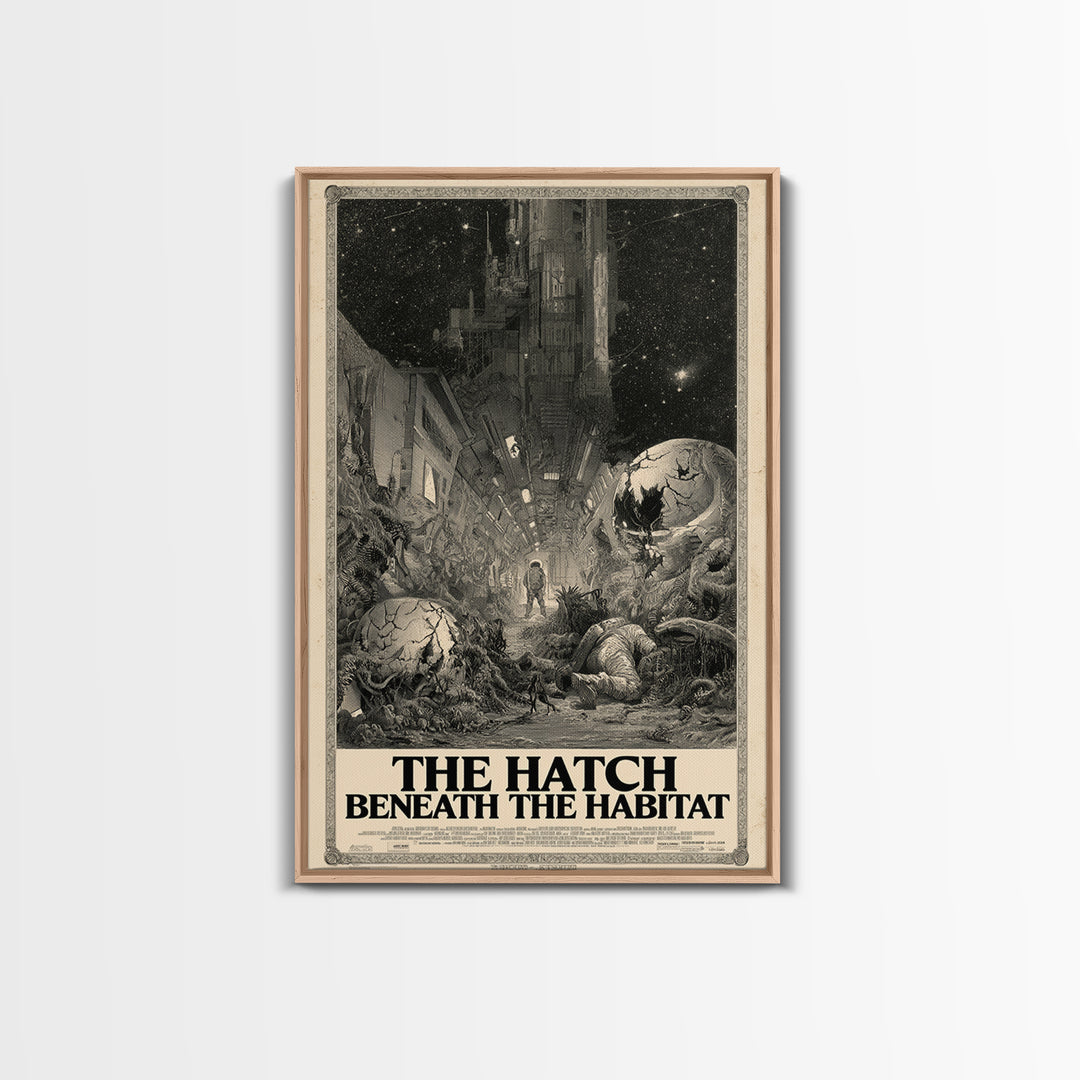 The Hatch Beneath The Habitat, English Language Horror Movie Poster, Gothic Engraving Art, Gothic Cinema Wall Art, Canvas Print