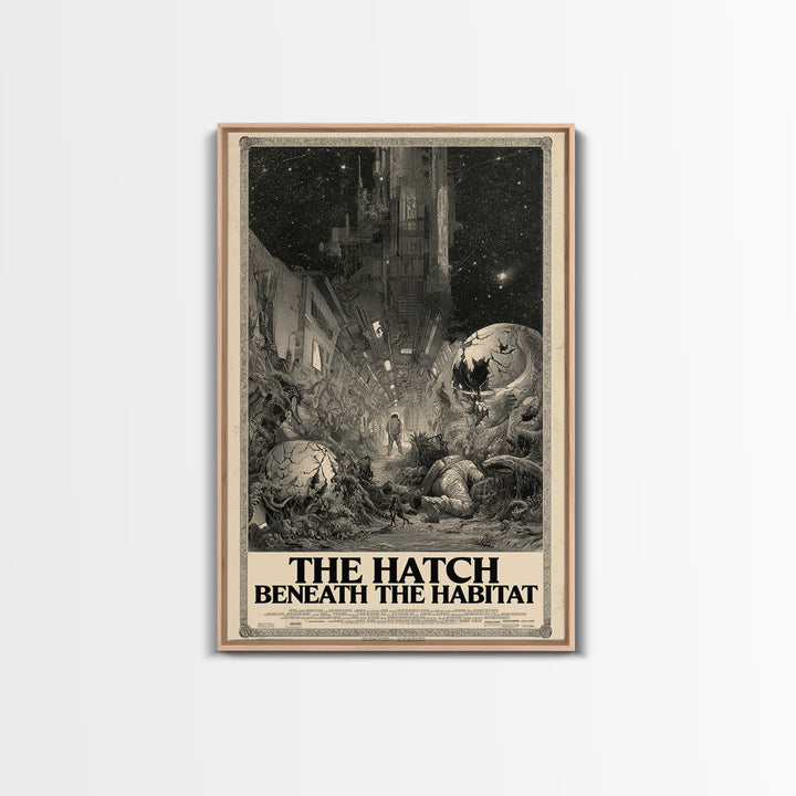 The Hatch Beneath The Habitat, English Language Horror Movie Poster, Gothic Engraving Art, Gothic Cinema Wall Art, Canvas Print