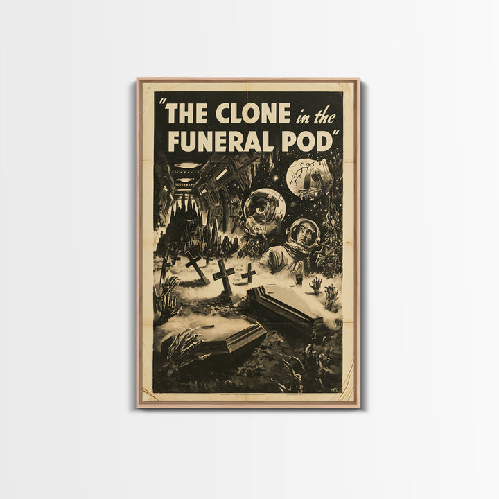 The Clone In The Funeral Pod, English Language Horror Movie Poster, 1930s Horror Art, Retro Horror Movie Art, Canvas Print