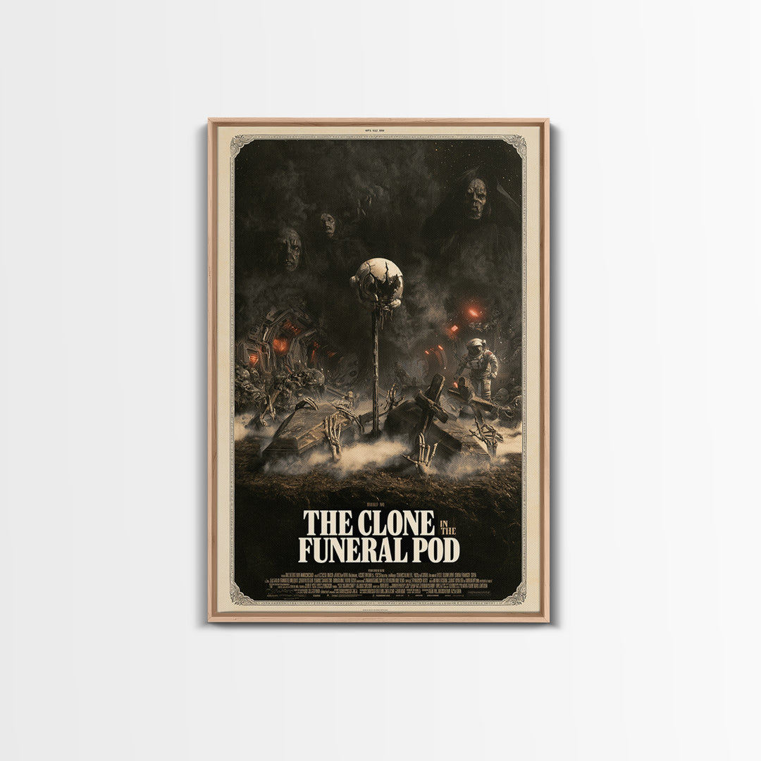 The Clone In The Funeral Pod, English Language Horror Movie Poster, Dark Romantic Horror Art, Gothic Cinema Wall Art, Framed Canvas Print