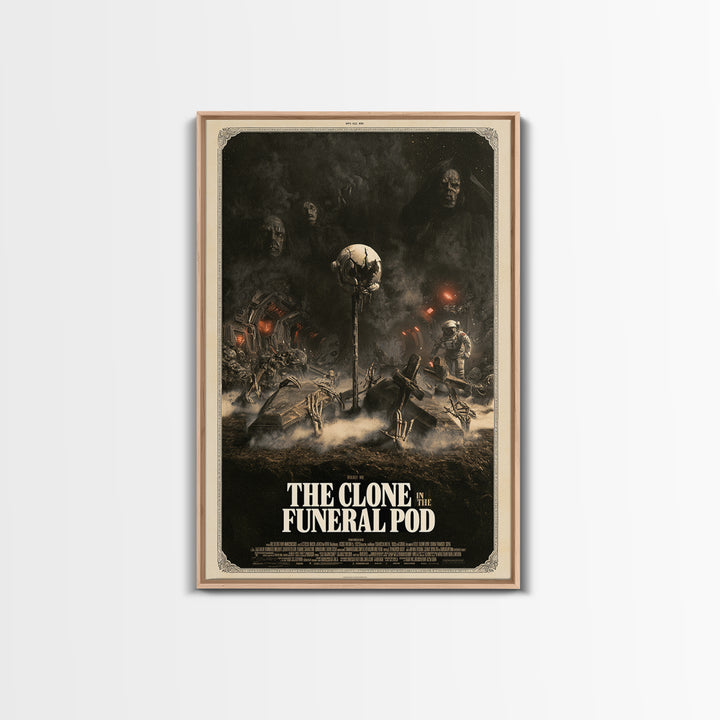 The Clone In The Funeral Pod, English Language Horror Movie Poster, Dark Romantic Horror Art, Gothic Cinema Wall Art, Framed Canvas Print