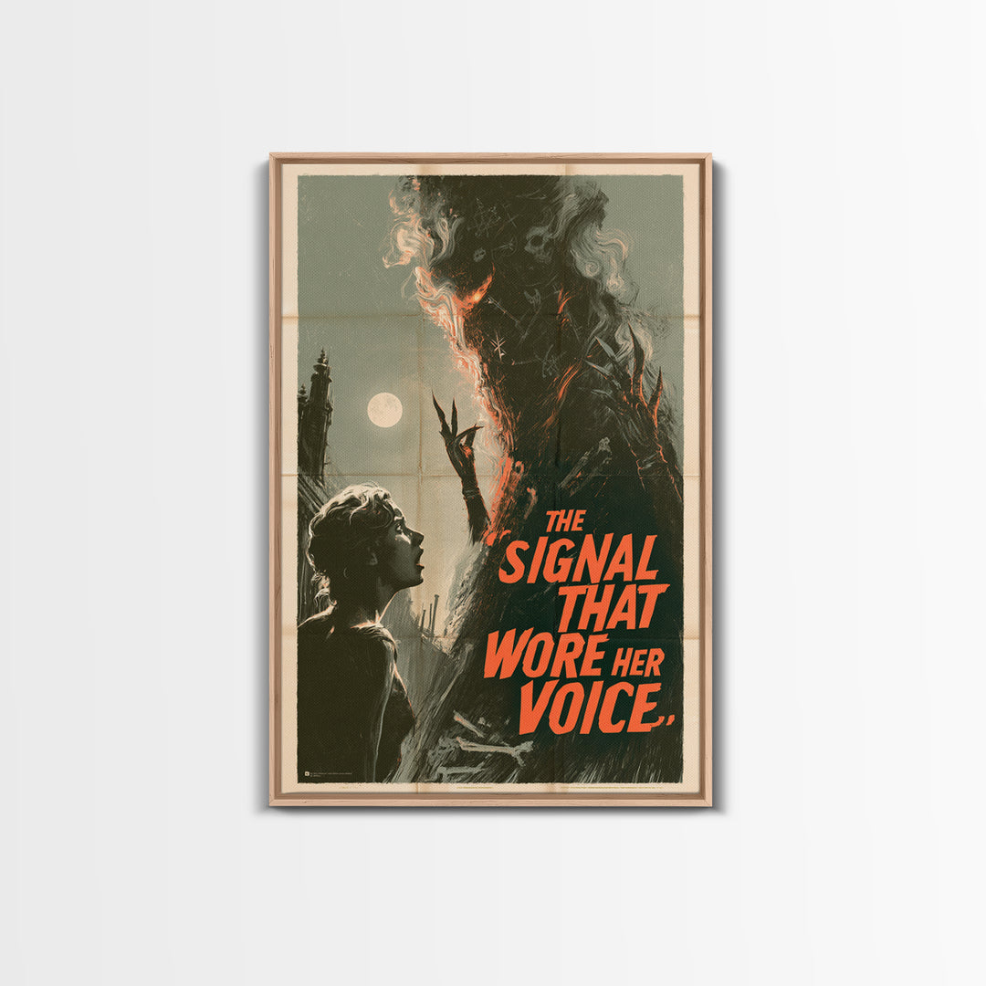 The Signal That Wore Her Voice, English Language Horror Movie Poster, Giallo Horror Art, Cult Horror Poster, Framed Canvas Print
