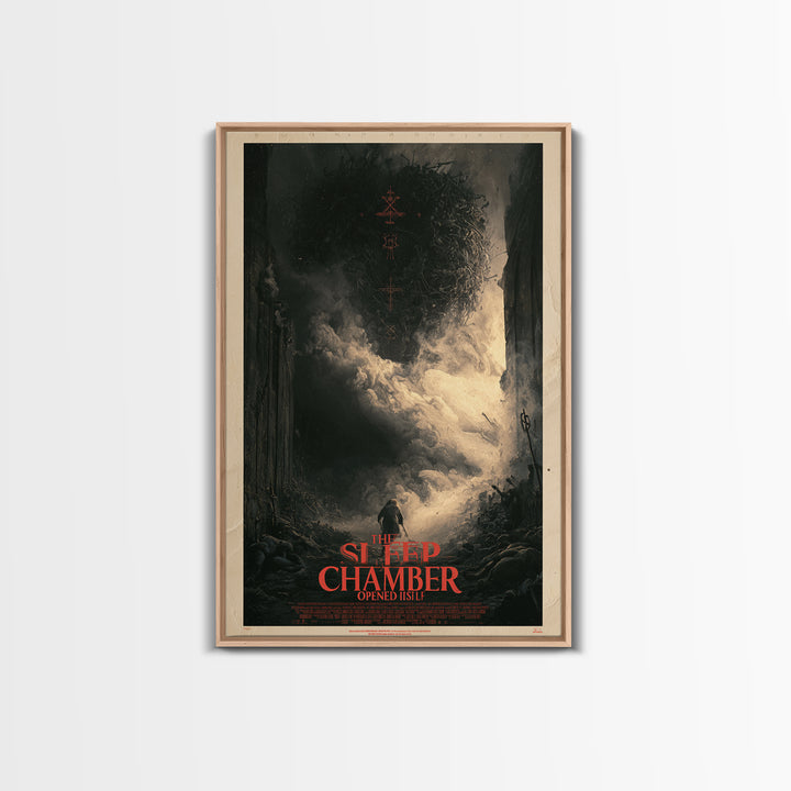 The Sleep Chamber Opened Itself, English Language Horror Movie Poster, Dark Romantic Horror Art, Gothic Cinema Wall Art, Canvas Print
