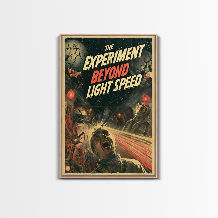 The Experiment Beyond Light Speed, English Language Horror Movie Poster, 1950s Creature-Feature One-Sheet Inspired Art, Cult Horror Poster