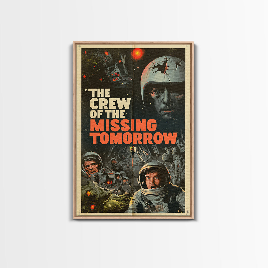 The Crew Of The Missing Tomorrow, English Language Horror Movie Poster, 1970s Horror Art, Retro Horror Movie Art, Framed Canvas Print