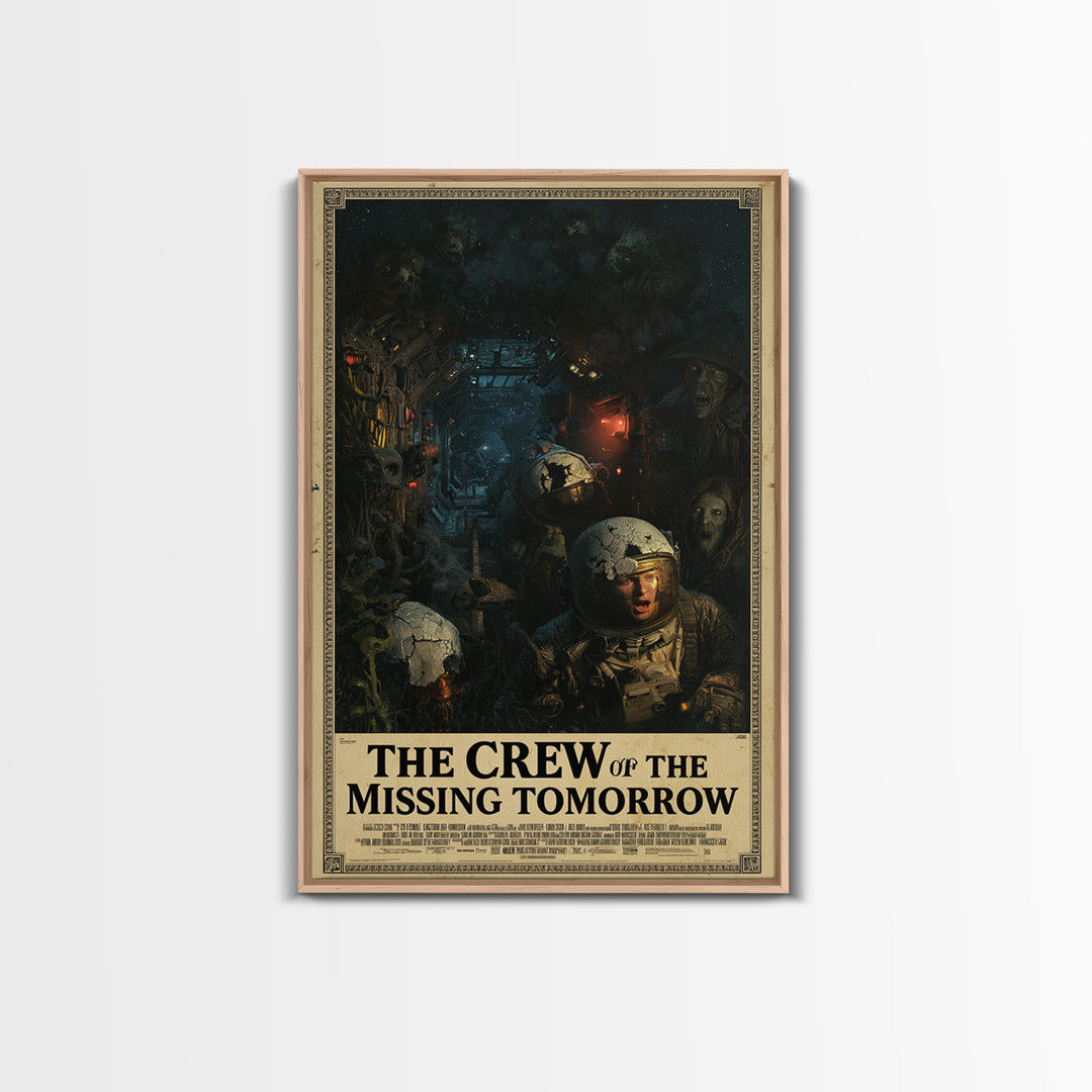 The Crew Of The Missing Tomorrow, English Language Horror Movie Poster, Dark Romantic Horror Art, Retro Horror Movie Art, Canvas Print